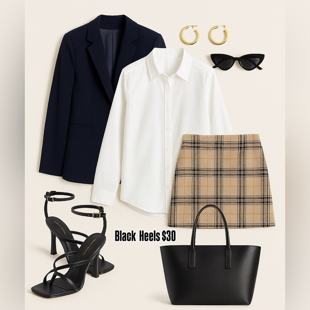 Black Preppy Strapey heels